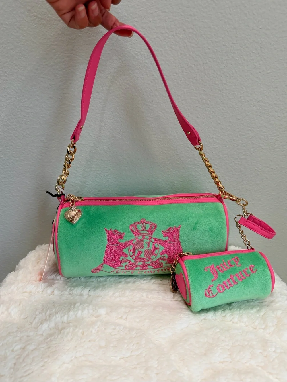 💖JUICY COUTURE RETRO GREEN💚CHOOSE SCOOTIE DOGS BARREL SATCHEL
